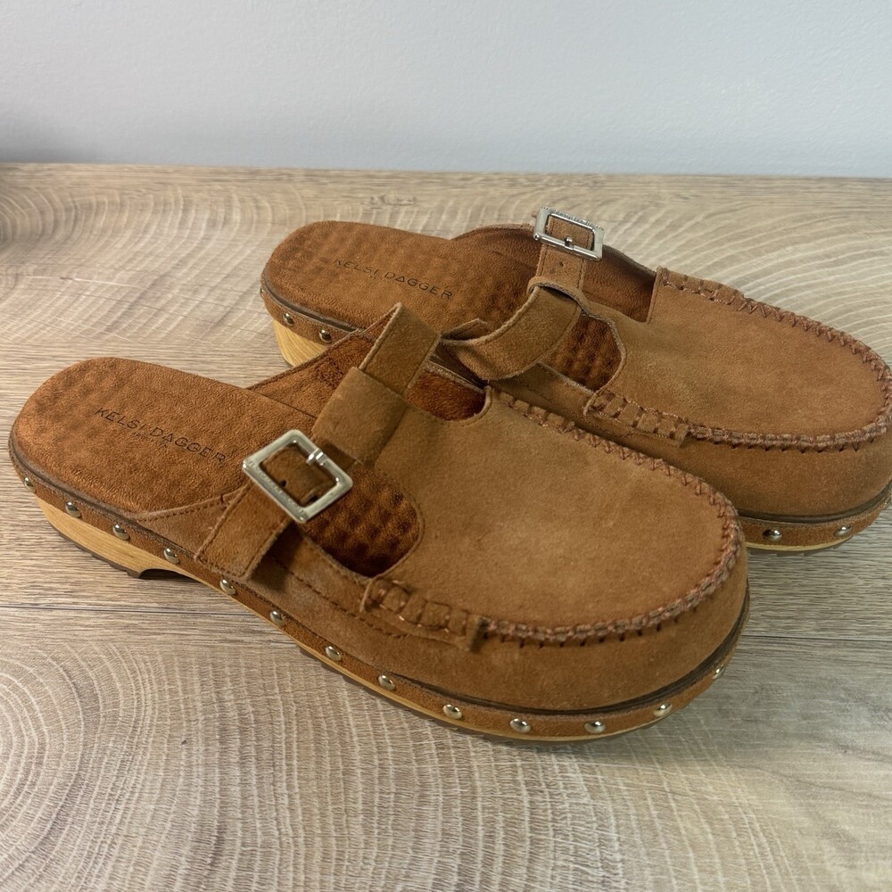 Kelsi Dagger Brooklyn Stud Women's US 9 Hazelnut Brown Platform Clogs Shoes Boho